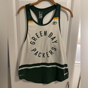 Green Bay Packers NFL Nike Tank Top Womens Small White Green Racer Back Graphic
